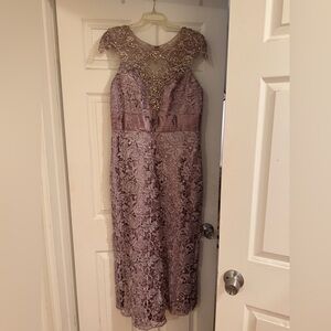 Lavish Mauve Lace Prom Dress